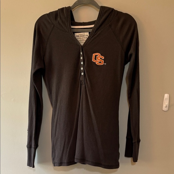 Colosseum Black Oregon State University Hoodie with Orange Emblem - Picture 1 of 9
